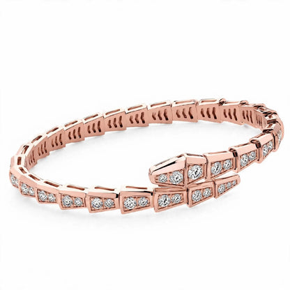 Handmade 18K White Gold Plated Silver Snake Bangle