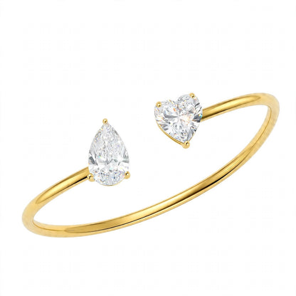 14K Rose Gold Toi et Moi Open Cuff Bracelet