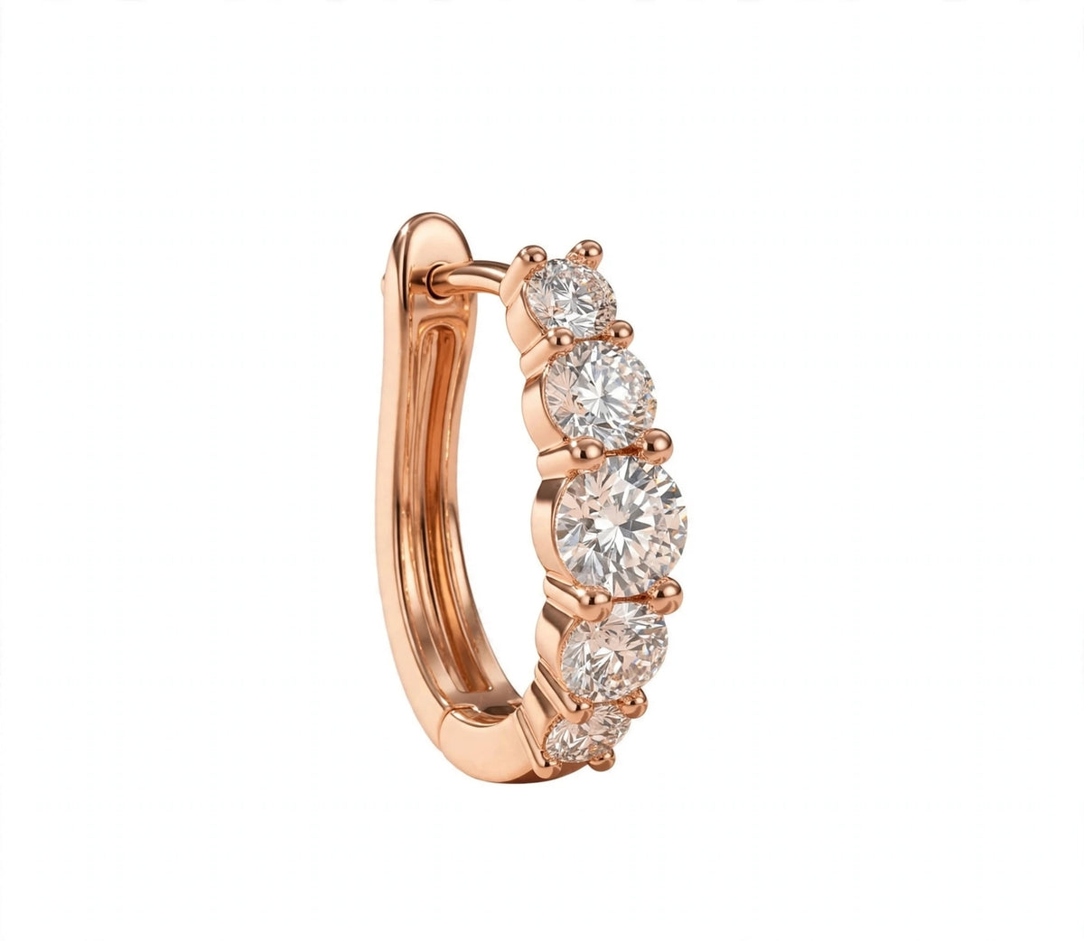 14K Yellow Gold Graduated Diamond Hoop Earrings