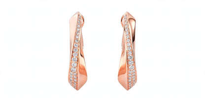 Yellow Gold Diamond Twist Hoop Earrings – Sculptural Wave J-Hoops