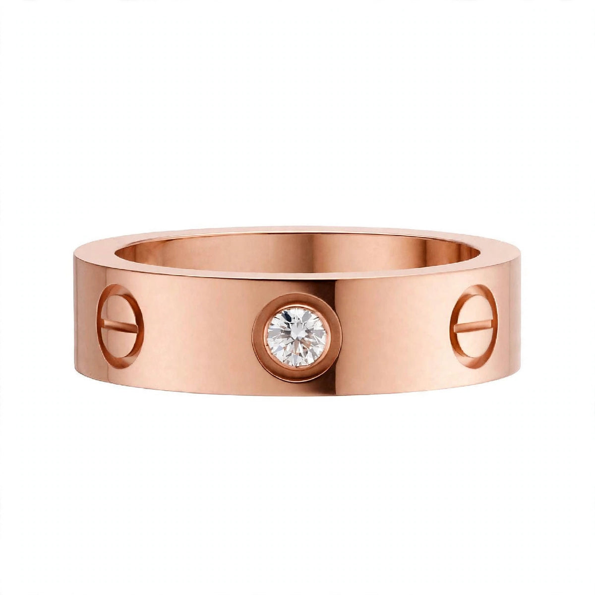 14K Yellow Gold Screw Motif Diamond Band Ring