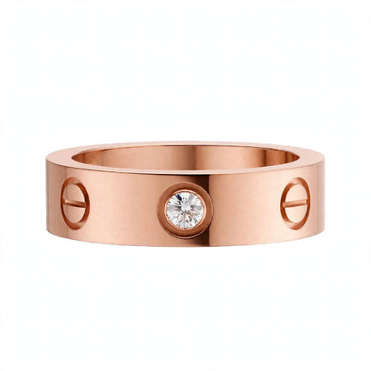 14K Yellow Gold Screw Motif Diamond Band Ring