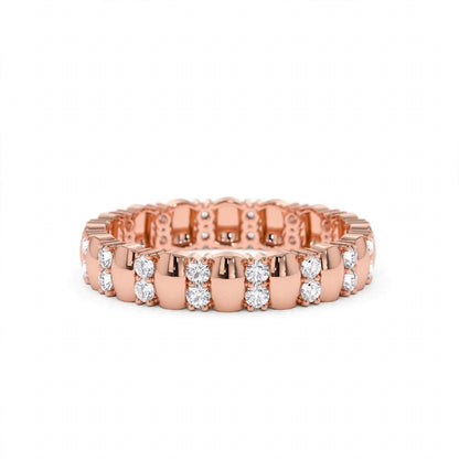 14k Rose Gold Unique Double Row Diamond Eternity Band