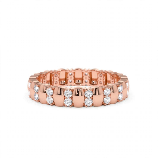 14k Rose Gold Unique Double Row Diamond Eternity Band