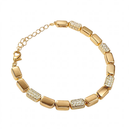 18K Gold Plated Radiant Rectangle Block Link Bracelet