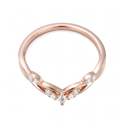 14K Yellow Gold Nature-Inspired Curved Diamond Wedding Band