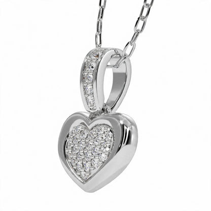 14K Yellow Gold Pavé Diamond Heart Pendant Necklace