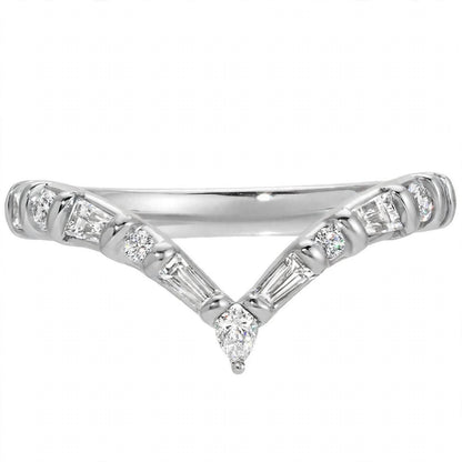 14K Yellow Gold Multi-Shape Diamond Chevron Contour Band