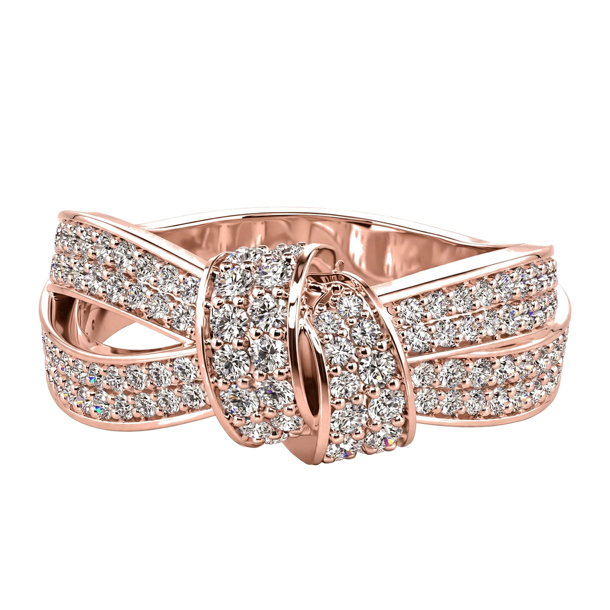 14K Rosegold Statement Ribbon Knot Cocktail Ring