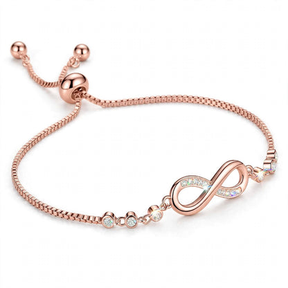 18K Rose Gold Plated Infinity Bolo Bracelet With Lab-Grown Diamonds