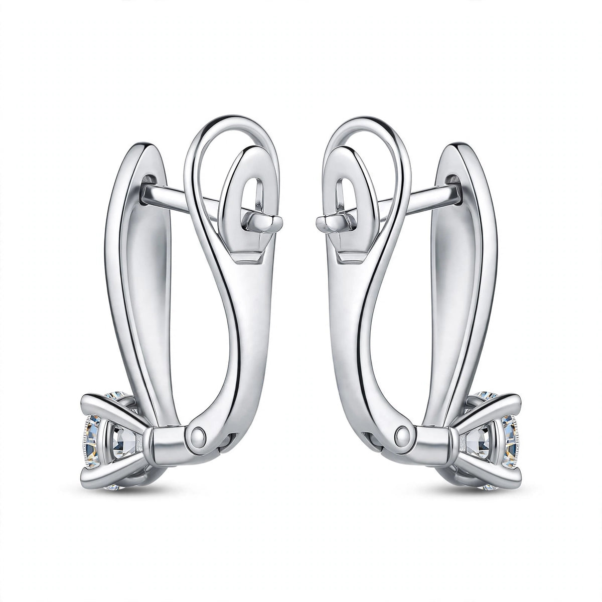 Rose Gold Solitaire Diamond Drop Hoop Earrings