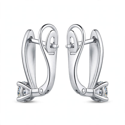 Rose Gold Solitaire Diamond Drop Hoop Earrings