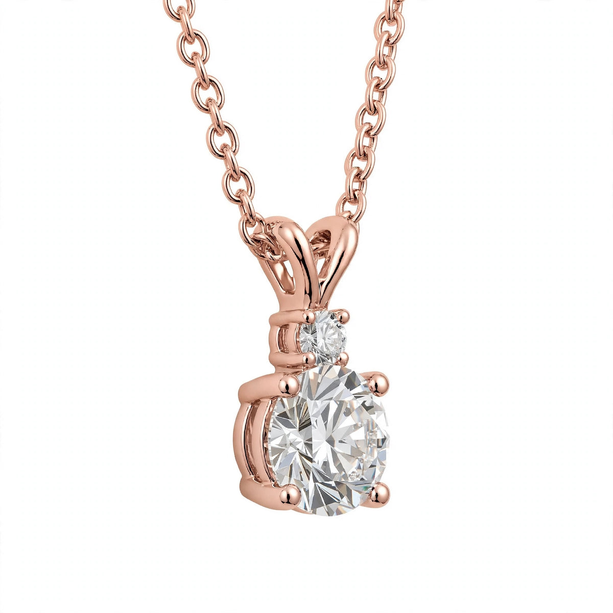 14K White Gold Radiant Dual-Stone Solitaire Diamond Pendant Necklace