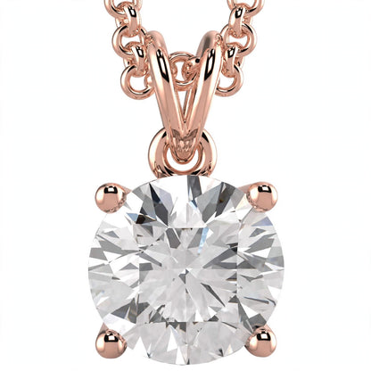 18K White Gold Round Cut Diamond Solitaire Pendant Necklace