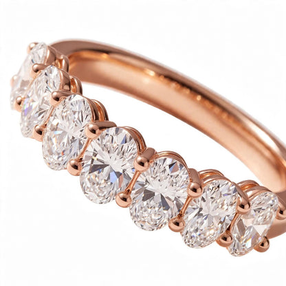 14K Yellow Gold Oval Cut Diamond Half-Eternity Band