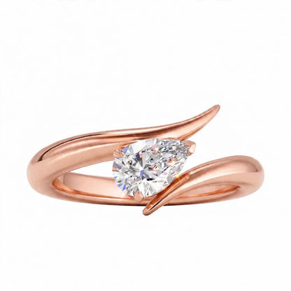 14K Yellow Gold Pear-Cut Diamond Bypass Ring