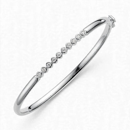 14K Rose Gold Floating Bezel-Set Diamond Bangle Bracelet