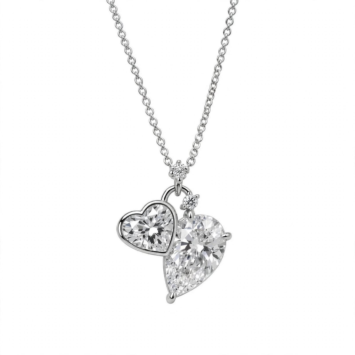 Toi et Moi Heart & Pear Cut Diamond Pendant Necklace