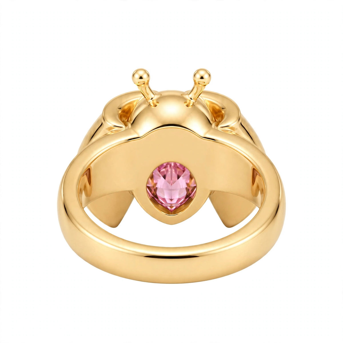 Nature-inspired ladybug cocktail ring.