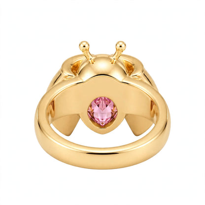 Nature-inspired ladybug cocktail ring.