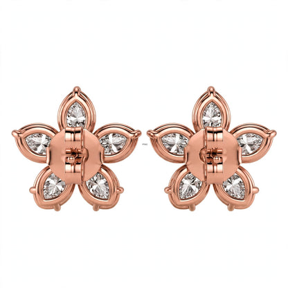 14K White Gold Pear-Shaped Diamond Flower Cluster Stud Earrings