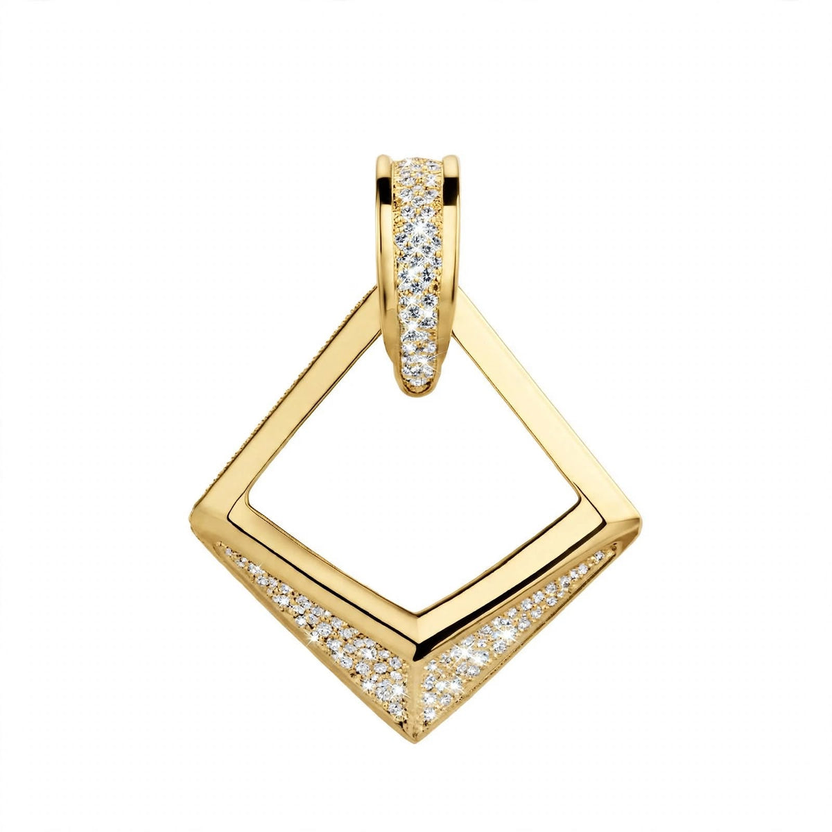 18K Rose Gold Modern Geometric Open Rhombus Diamond Pendant