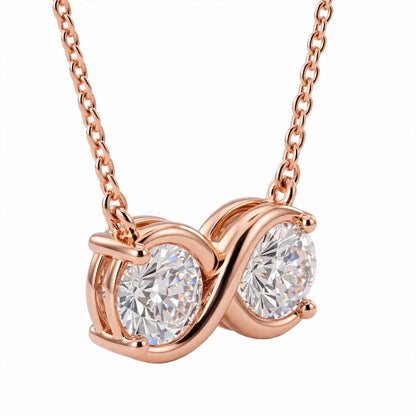14K Yellow Gold Double Diamond Infinity Pendant Necklace