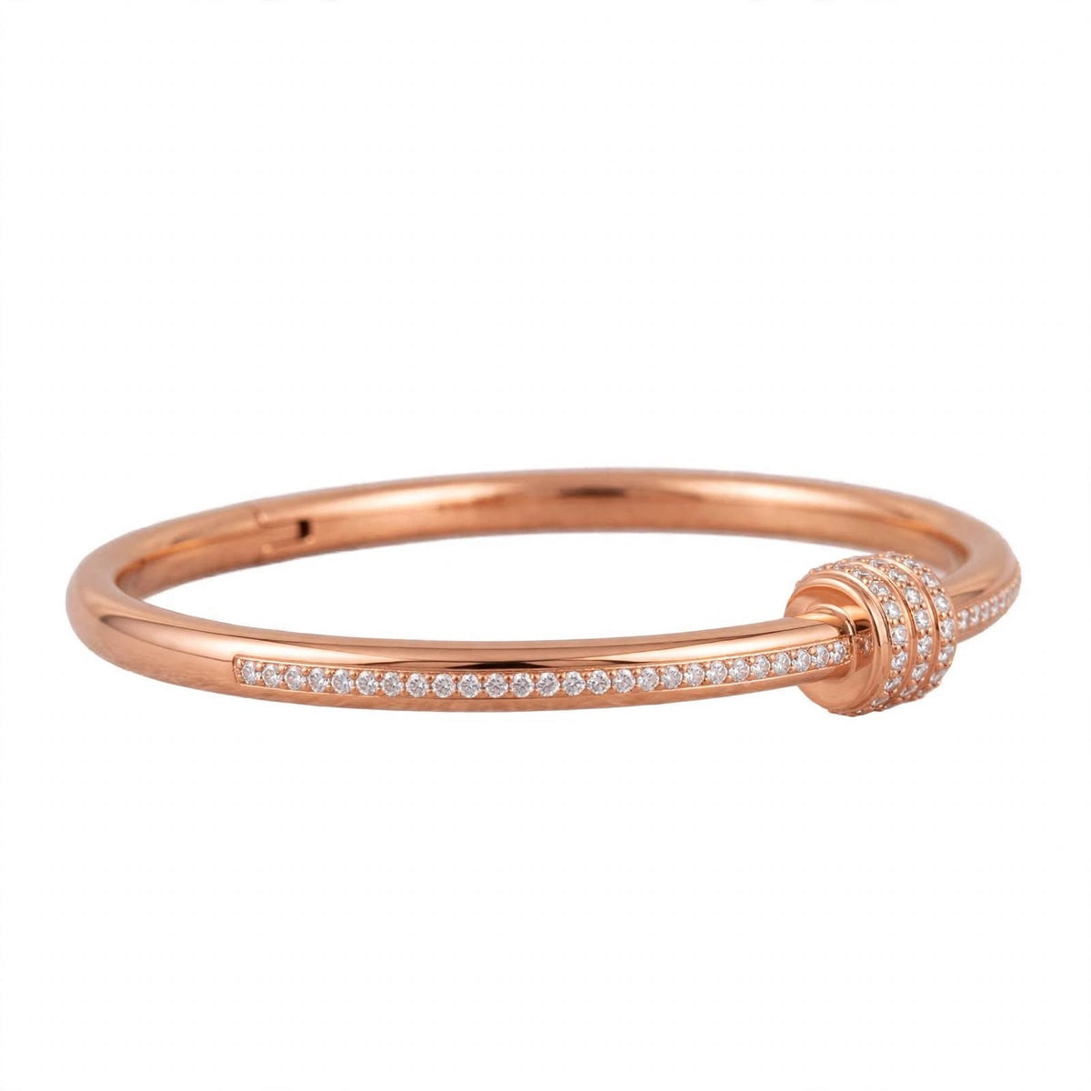 18K Yellow Gold Plated Triple Cylinder Pavé Bangle