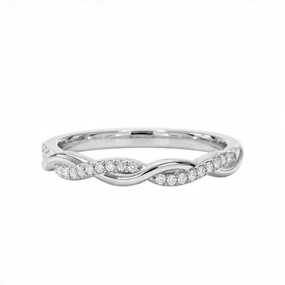 14K Yellow Gold Petite Twisted Vine Pavé Diamond Wedding Band