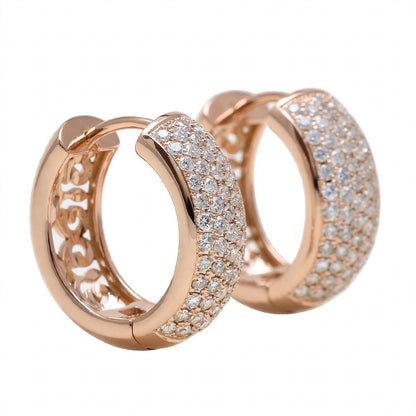 18K Yellow Gold Multi-Row Diamond Pavé Huggie Hoop Earrings