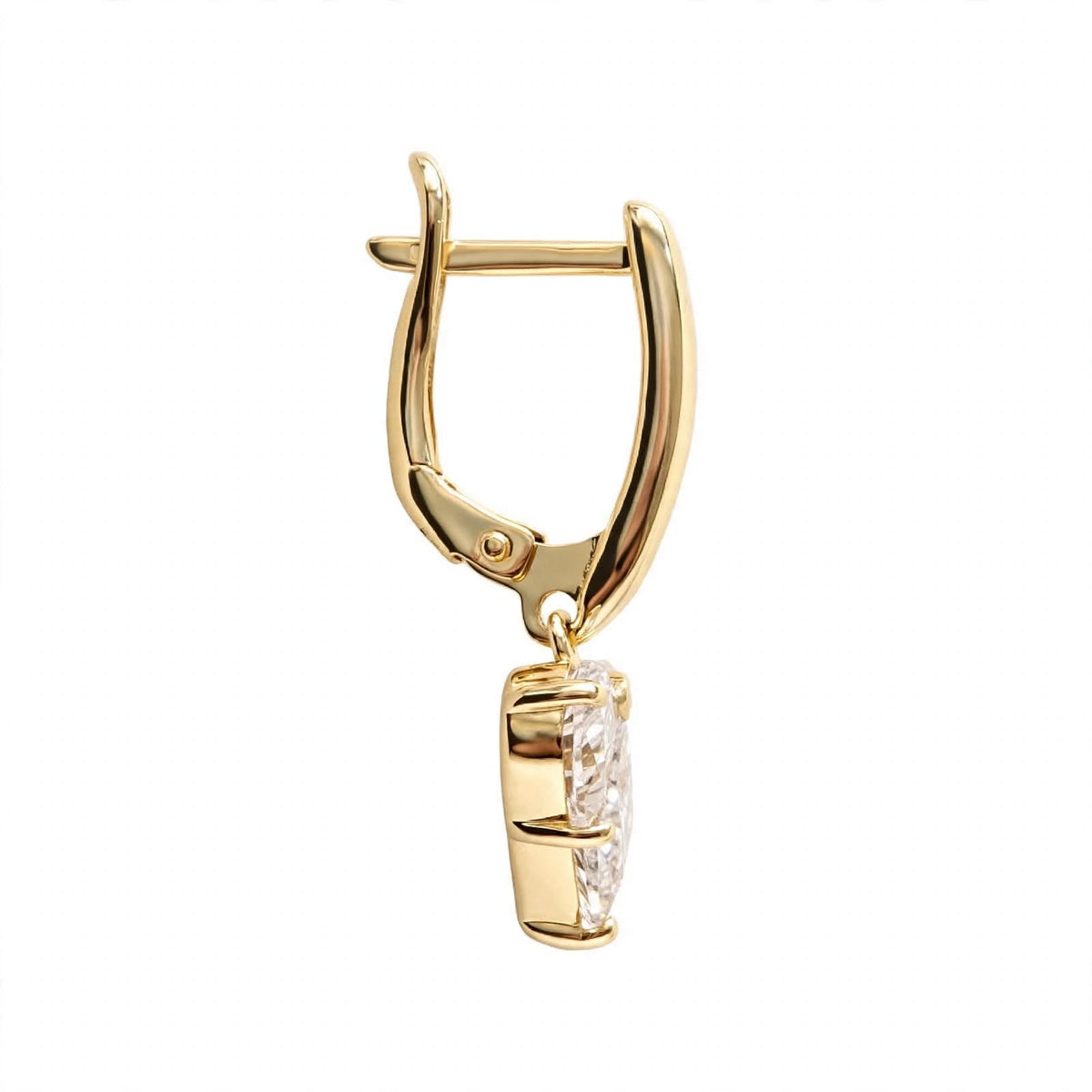 14K Gold Heart Cut Solitaire Drop Earrings