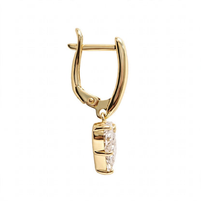 14K Gold Heart Cut Solitaire Drop Earrings