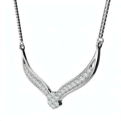 18K White Gold V-Shaped Chevron Diamond Necklace