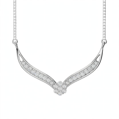 18K White Gold V-Shaped Chevron Diamond Necklace