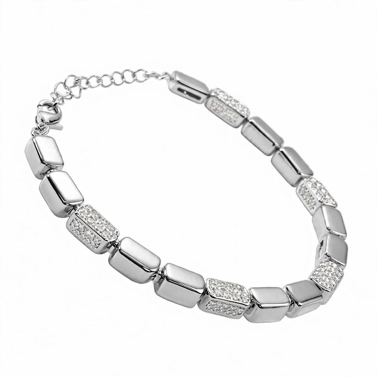 18K Gold Plated Radiant Rectangle Block Link Bracelet
