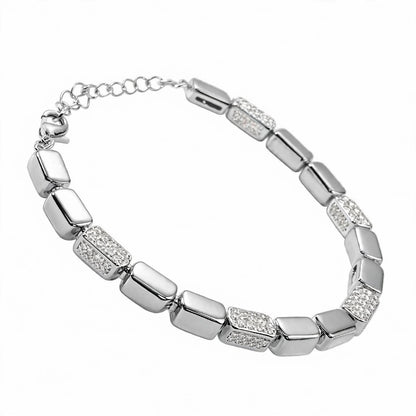 18K Gold Plated Radiant Rectangle Block Link Bracelet