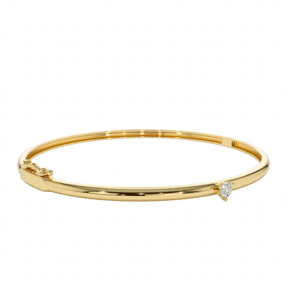 14K Yellow Gold Solitaire Diamond Bangle Bracelet