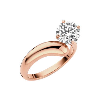 14K Yellow Gold Bypass Solitaire Engagement Ring.