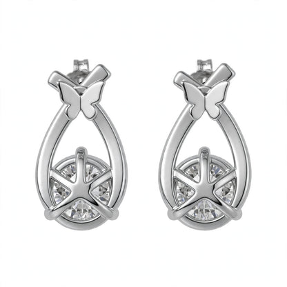 Yellow Gold Criss-Cross Solitaire Stud Earrings