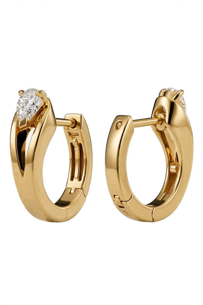 Pear-Cut Diamond Solitaire Hoop Stud Earrings