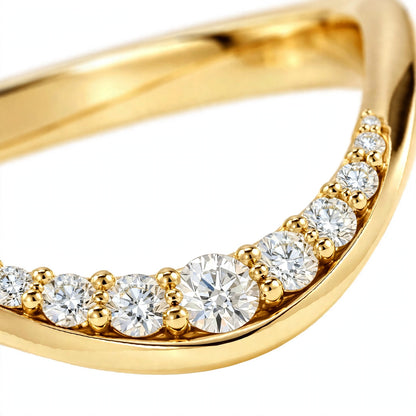 14K White Gold Shared-Prong Curved Diamond Wedding Band
