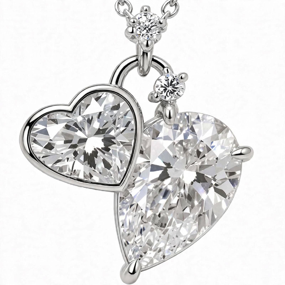 Toi et Moi Heart & Pear Cut Diamond Pendant Necklace