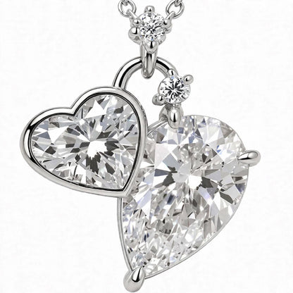 Toi et Moi Heart & Pear Cut Diamond Pendant Necklace