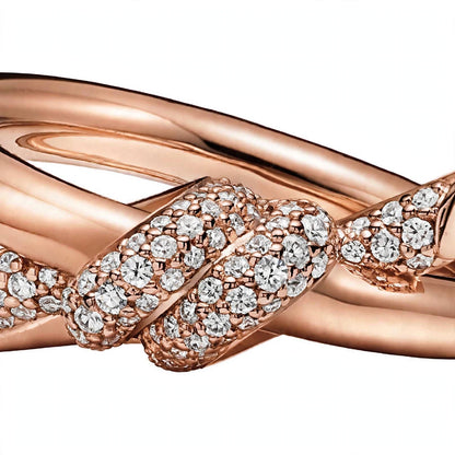 18K Yellow Gold Double-Row Knot Statement Ring