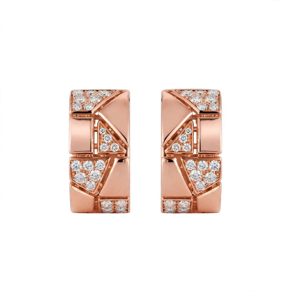 18K Yellow Gold Jigsaw Geometric Hoop Earrings