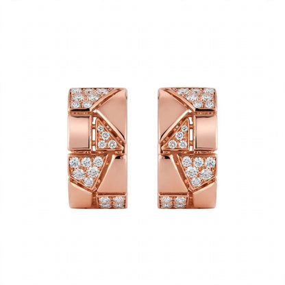 18K Yellow Gold Jigsaw Geometric Hoop Earrings