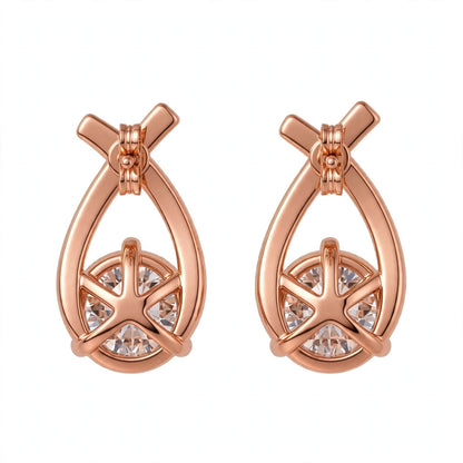 Yellow Gold Criss-Cross Solitaire Stud Earrings