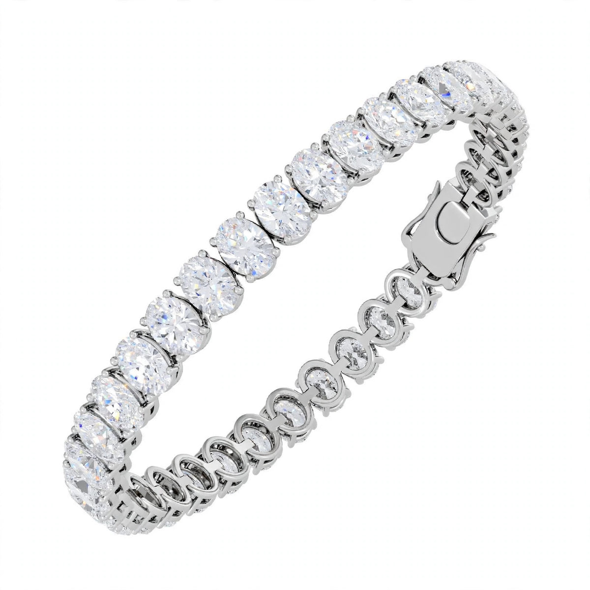14K Yellow Gold Oval Cut Diamond Tennis Bracelet