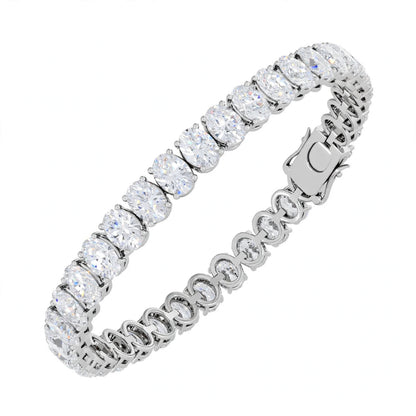 14K Yellow Gold Oval Cut Diamond Tennis Bracelet