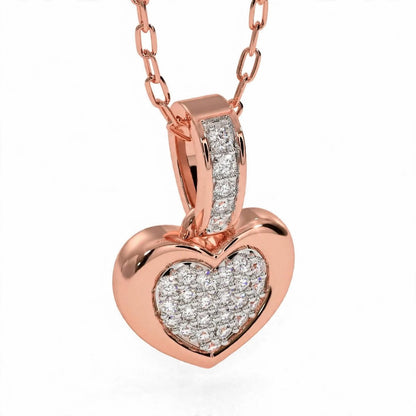 14K Yellow Gold Pavé Diamond Heart Pendant Necklace